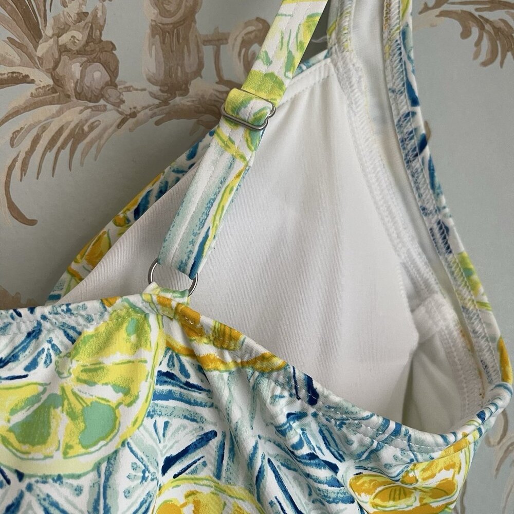 Lands End Womens Lemon Print Tankini Swim Top Size 14 Coastal Preppy Summer Cute - Picture 4 of 11